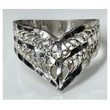 Sterling silver cut filigree ring