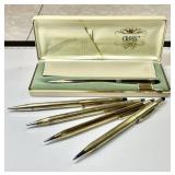 5 gold filled Cross pens and mechanical pencils