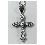 Sterling silver CZ cross necklace