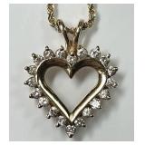 14k gold diamond heart necklace