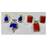 2 Sterling silver gemstone pendant/earrings sets