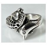 Sterling silver dolphin ring
