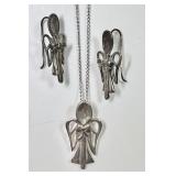Sterling silver angel spoon necklace and earrings