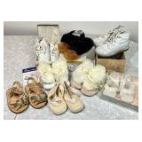 8 pair vintage baby shoes --including fur