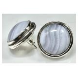 Sterling silver blue lace agate earrings