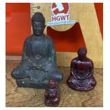 3 resin Buddhas