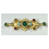 Natasha Stambouli gold plated gemstone brooch