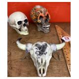 3 decorative skulls