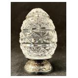 Waterford crystal egg on silverplate stand