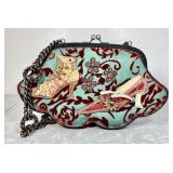 Mary Frances flocked & decorated shoe purse