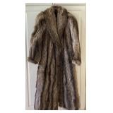 Full length raccoon fur coat