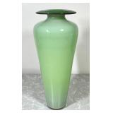 11" green art glass vase