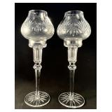 Pair Waterford candlesticks w/hurricanes