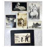 6 old photographs --sideshow, military, comedy