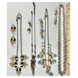 4 costume jewelry necklace and earrings sets
