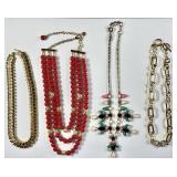 4 costume jewelry necklaces