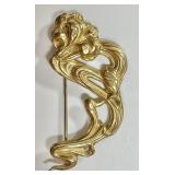 Miriam Haskell goldtone Art Nouveau brooch