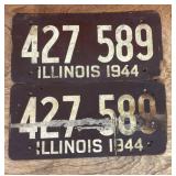 Pair of 1944 fiber board license plates