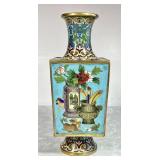 10" cloisonne brass Asian vase