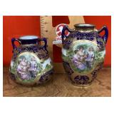 2 hand painted Nippon  vases