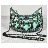 Mary Frances turquoise beaded purse