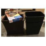 3 waste cans and vertical hanging folders
