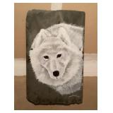 11x17 hand painted wolf slate tile