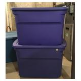 2 blue 20 gallon totes with lids