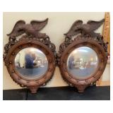 Pair of convex Syroco eagle wall mirrors