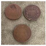 Three 2 cent pieces