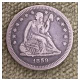 1859 seated Liberty quarter