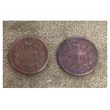 Two 2-cent pieces