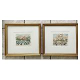 2 framed Urbain Huchet signed prints