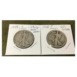 2 Walking Liberty half dollars
