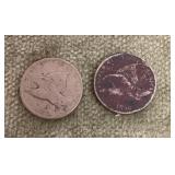 Two 1858 Flying Eagle cents
