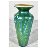 5" S. Lundberg pulled feather art glass vase