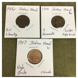 3 Indian head cents