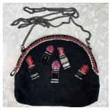 Mary Frances black beaded lipstick crossbody