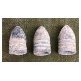 3 Civil War era 3-ring 58 caliber bullets