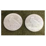 Two 1/4 troy oz .999 silver coins