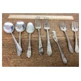 Dowry sterling silver spoons, fork, knife