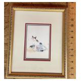 Framed Asian cat painting