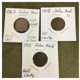 3 Indian head cents
