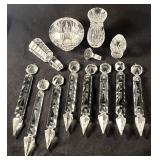 Group of lead crystal vases, prisms, stoppers