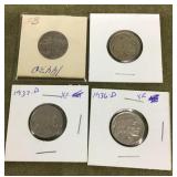 4 buffalo nickels