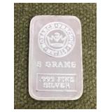 5 Gram .999 silver bar