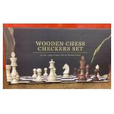 NEW wooden chess / checkers set