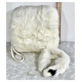 Vintage rabbit fur muff and matching headband
