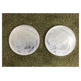 Two 1/4 troy oz .999 silver coins