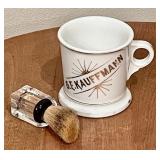 Antique personalized shaving mug and brush
